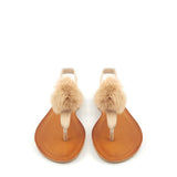 CANNIA Toe Post Pom Pom Flat Sandal