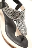 Fifi low wedge diamante toe post sandal