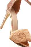 Sabrina anklestrap fur detail sandal
